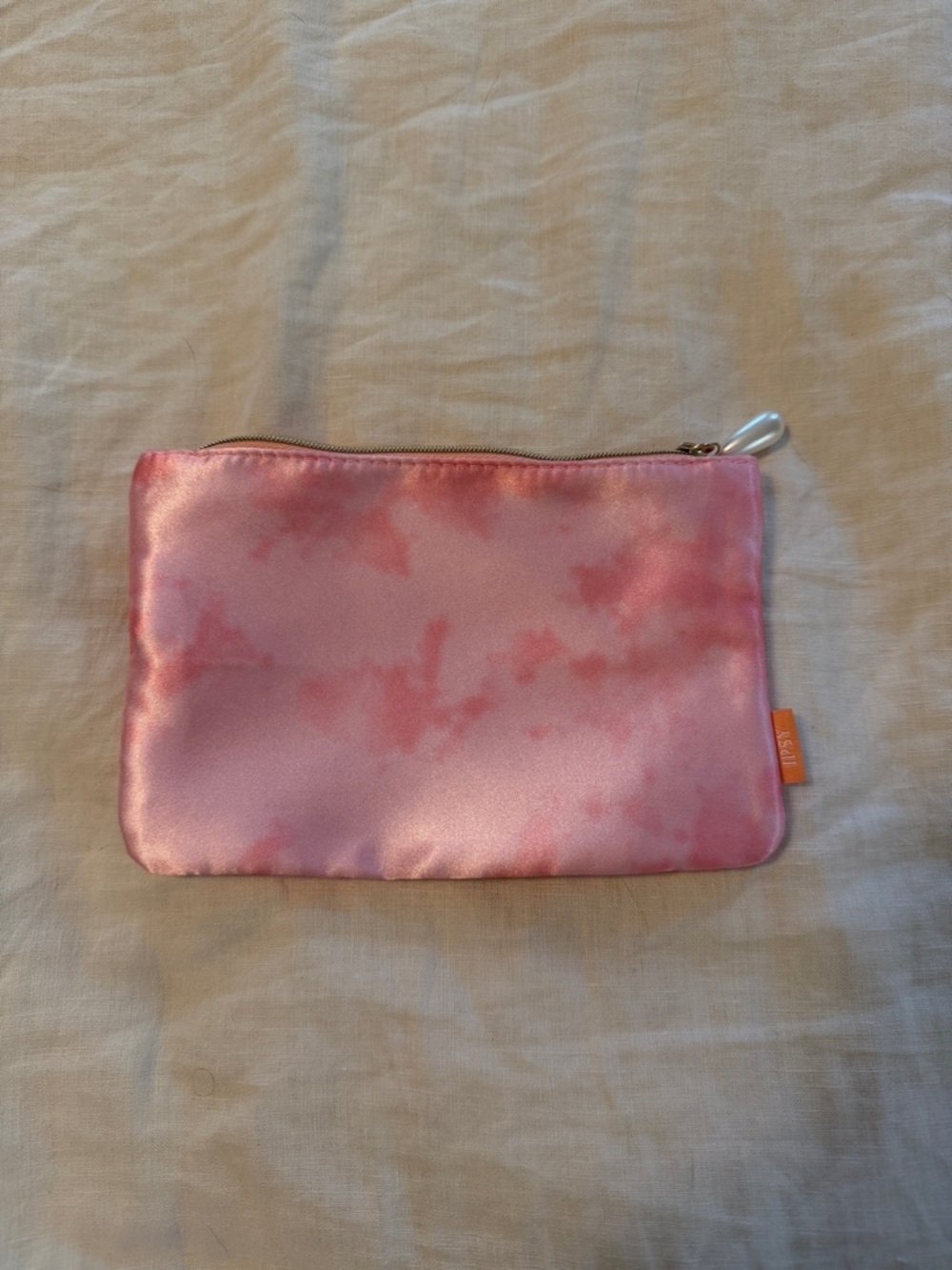 ipsy Pink Satin Tie-Dye Cosmetic Pouch